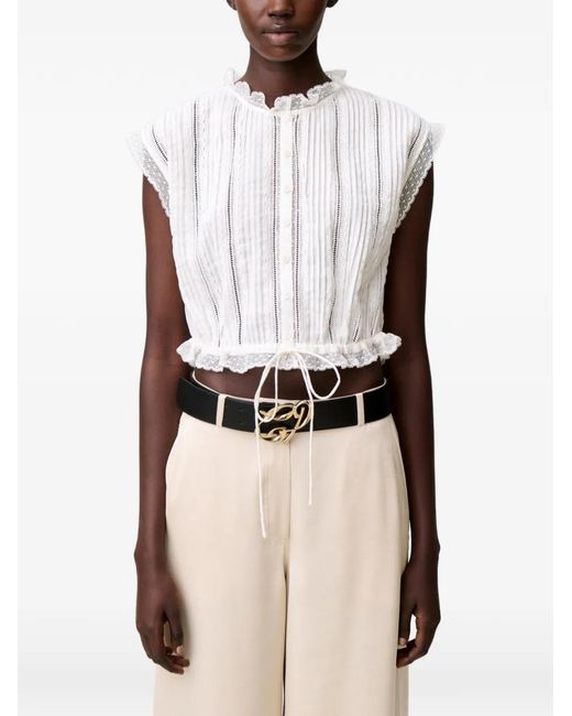 Jupe Plissée Bordée De Dentelle Claudie Pierlot en coloris White