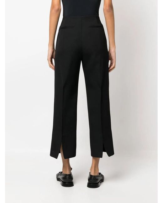 Jil Sander Black Cropped Wool Wide-Leg Trousers