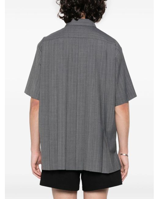 Sacai Gray Pleat-detail Pinstripe Shirt for men