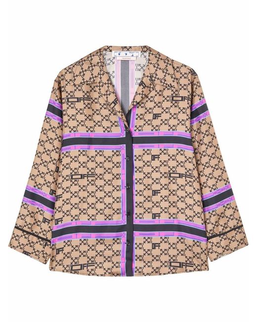 Off-White c/o Virgil Abloh Brown Arrows-Motif Pajama-Style Shirt