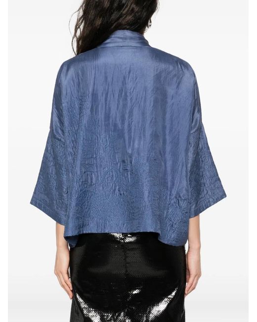 Yavi Blue Textured Silk Jacket