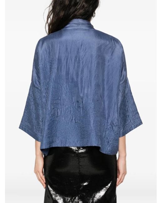 Yavi Blue Textured Silk Jacket