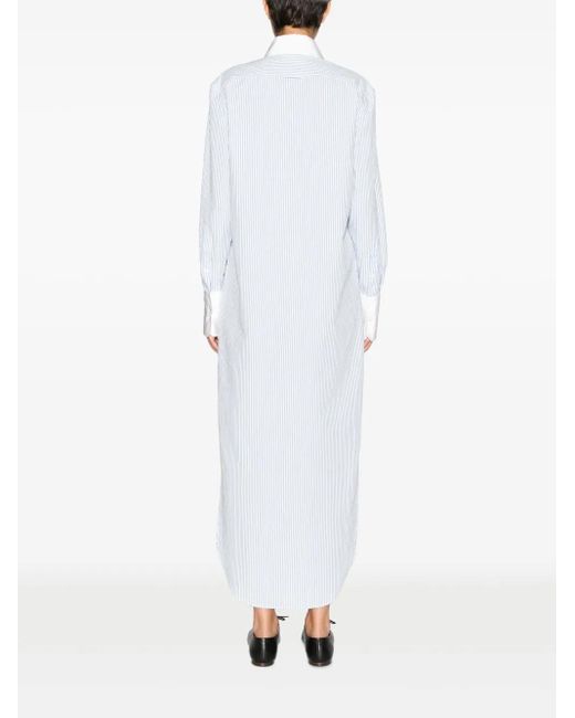 Thom Browne White Striped Cotton Shirt Dress