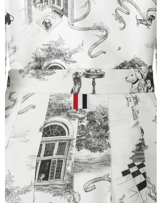 Thom Browne Gray Toile Pleated Mini Skirt