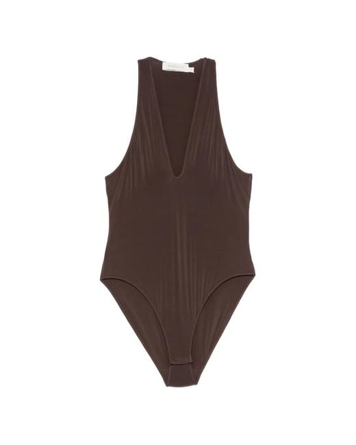 Zimmermann Brown Luna Scoop-Neck Bodysuit