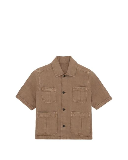 Fortela Brown Chemise Bohem À Manches Courtes Et Poche