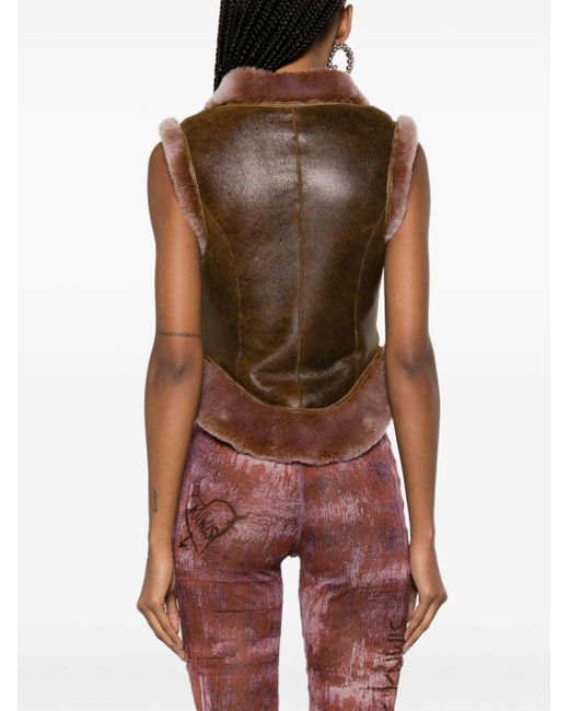 X Knwls veste en cuir à bords texturés Jean Paul Gaultier en coloris Brown