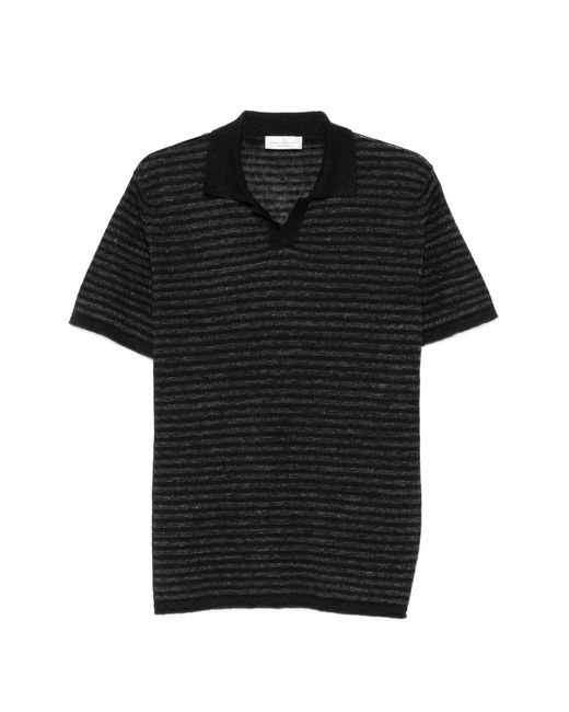 Roberto Collina Black Striped Knit T-Shirt for men