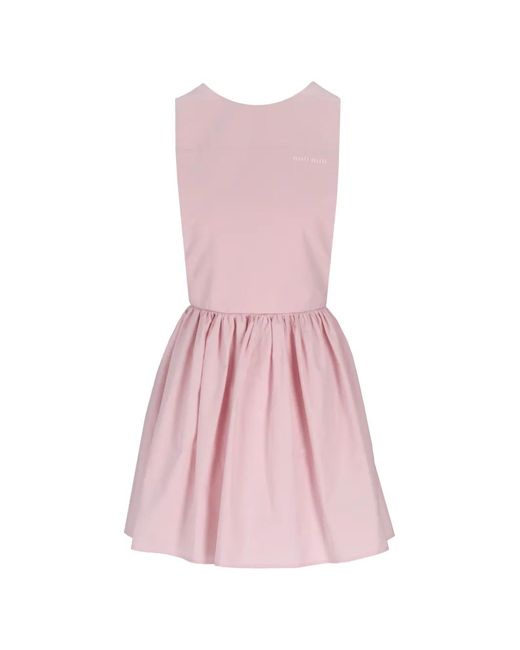 Miu Miu Pink Poplin Mini Apron Dress