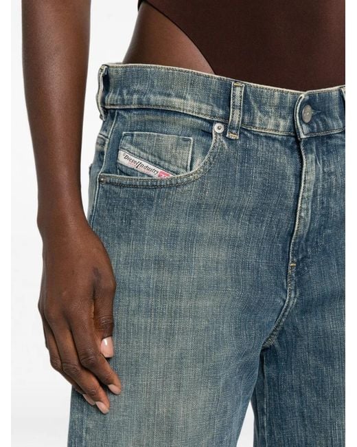 DIESEL Blue Flared Jeans Délavé Effect