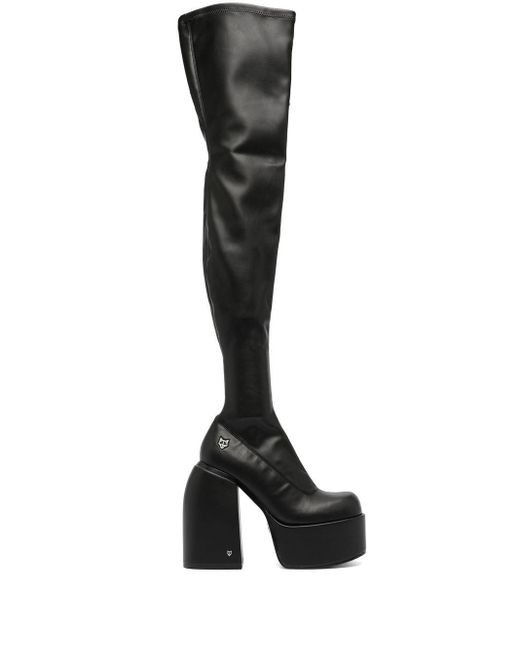 Naked Wolfe Black Juicy Thigh-high Platform Boots