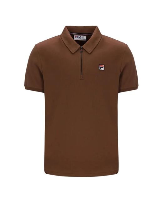 Fila Brown Ettore Logo-Patch Polo Shirt for men
