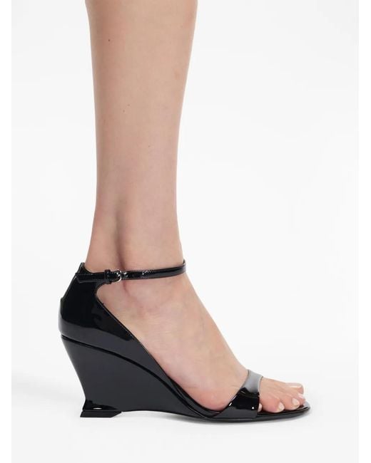 Ferragamo Blue 70Mm Patent-Finish Leather Sandals