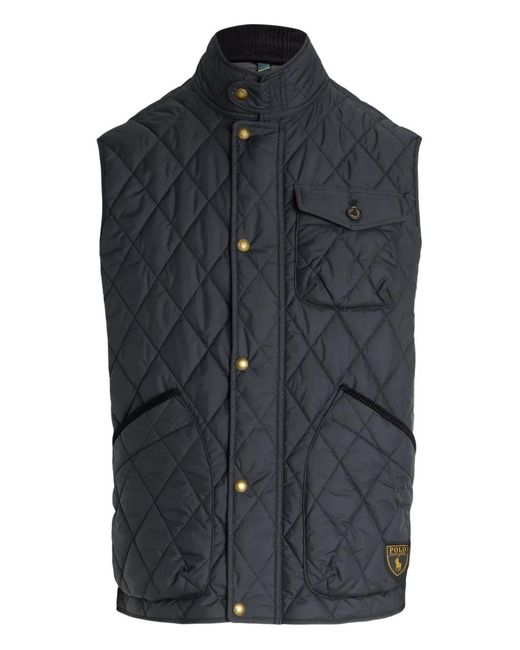 Polo Ralph Lauren Blue Quilted Logo-Patch Gilet for men