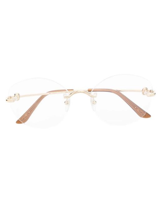Cartier Metallic Round Rimless Optical Glasses