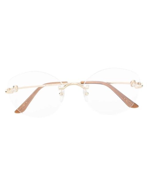 Cartier Metallic Round Rimless Optical Glasses