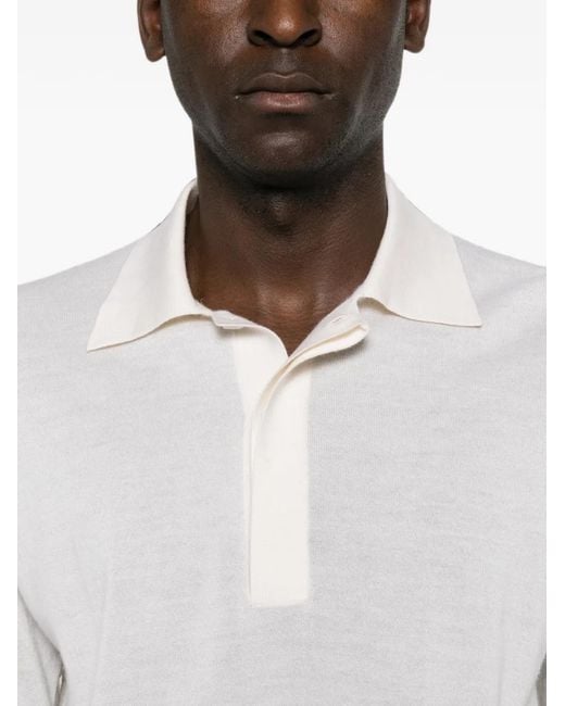 Lisa Yang White Short-Sleeve Knitted Polo Shirt for men