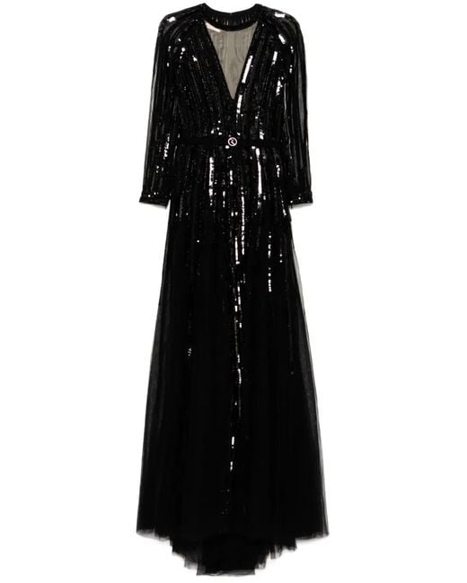Saiid Kobeisy Black Sequin Long Dress