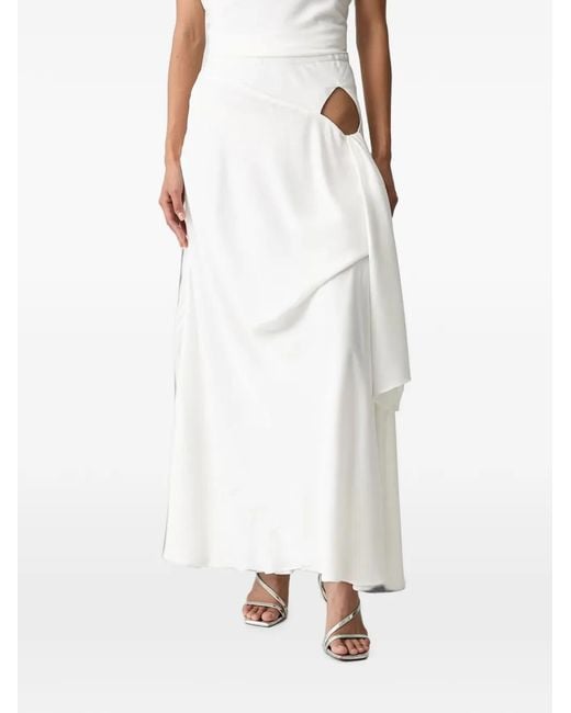 Bardot White Solene Cut-Out Draped Maxi Skirt