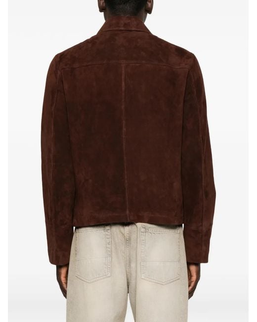 Drole de Monsieur Brown Suede Logo-Patch Jacket for men