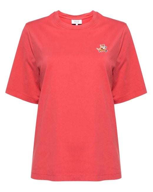 Maison Kitsuné Red T-Shirt With Application