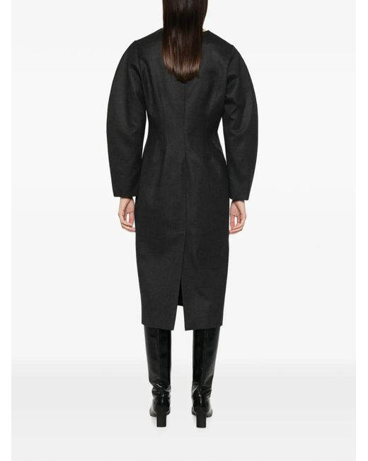 P.A.R.O.S.H. Black Crew-Neck Long-Sleeve Midi Dress
