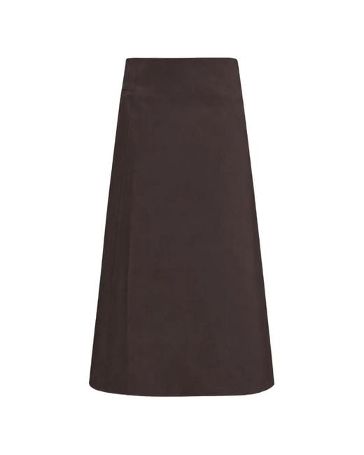 Rier Brown Wrap-Design Midi Skirt
