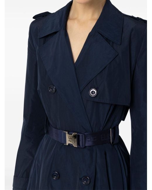 Elisabetta Franchi Blue Taffeta Trench Coat