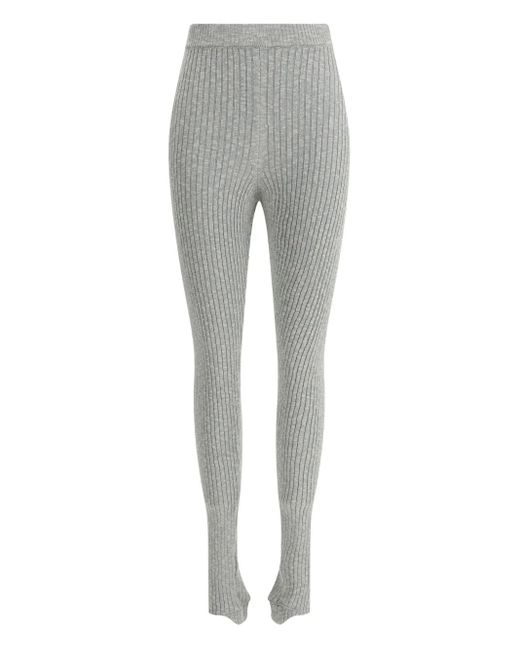 Magda Butrym Gray Ribbed Split-Hem Trousers