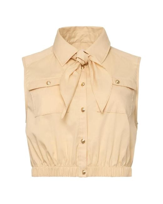 Cinq À Sept Natural Sleeveless Tie-Neck Top