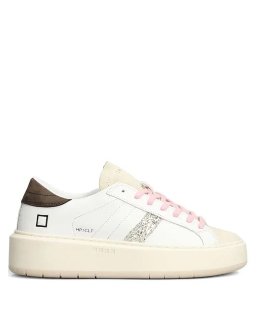 Date White Hill Glitter-Stripe Platform Sneakers