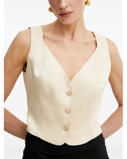 Guess Black Button-Front Sleeveless Top