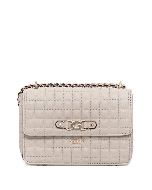 Guess Natural Mini Quilted Chain Shoulder Bag