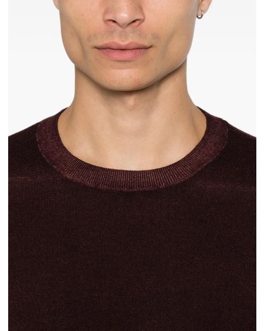 Emporio Armani Purple Crew-Neck Virgin-Wool Sweater for men