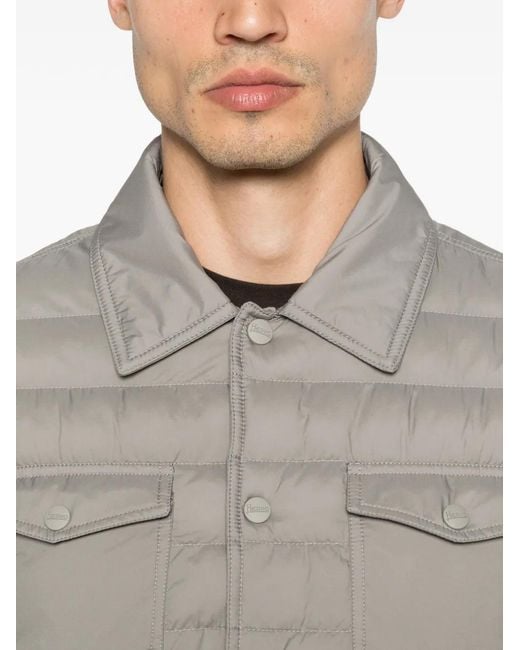 Herno Gray Button-Fastening Patch-Pocket Shirt Jacket for men