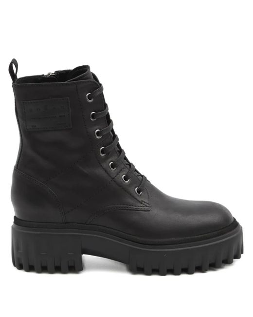 Hogan Black H700 Chunky Biker Boots