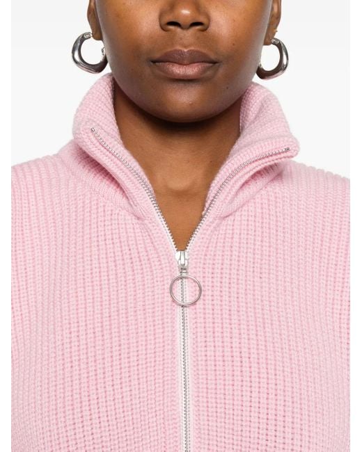 Marques'Almeida Trui Met Hoge Hals En Rits in het Pink
