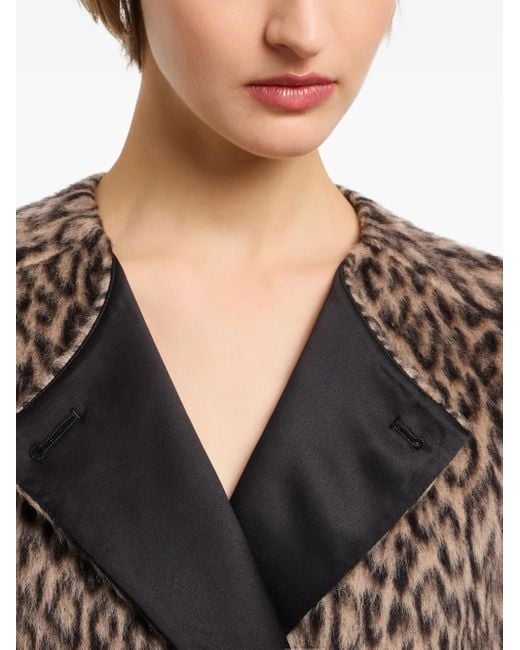 Emporio Armani Brown Wool Double-Breasted Coat