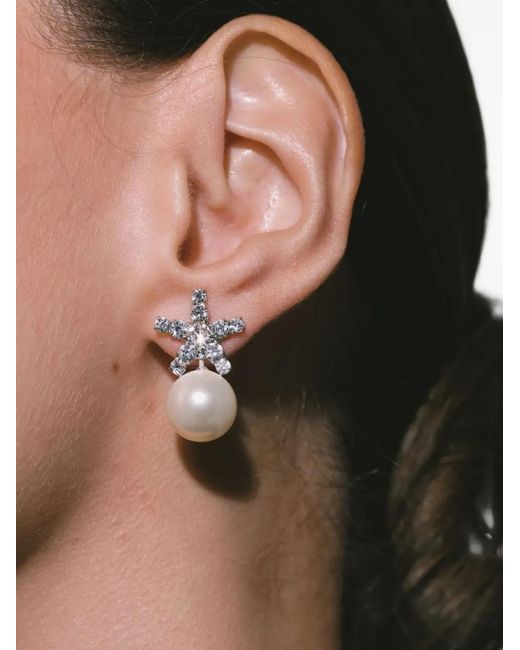 Jennifer Behr White Novella Crystal Pearl Earrings