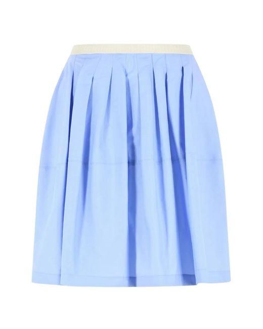 Marni Blue Pleated Cotton Mini Skirt