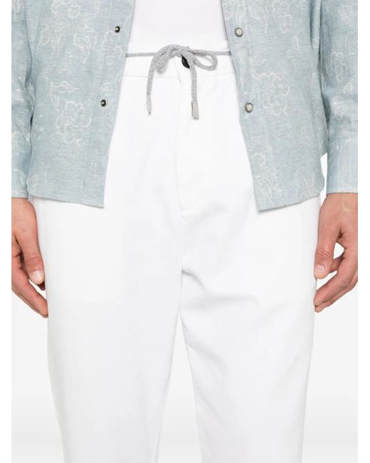 Eleventy White Drawstring Cotton Trousers for men
