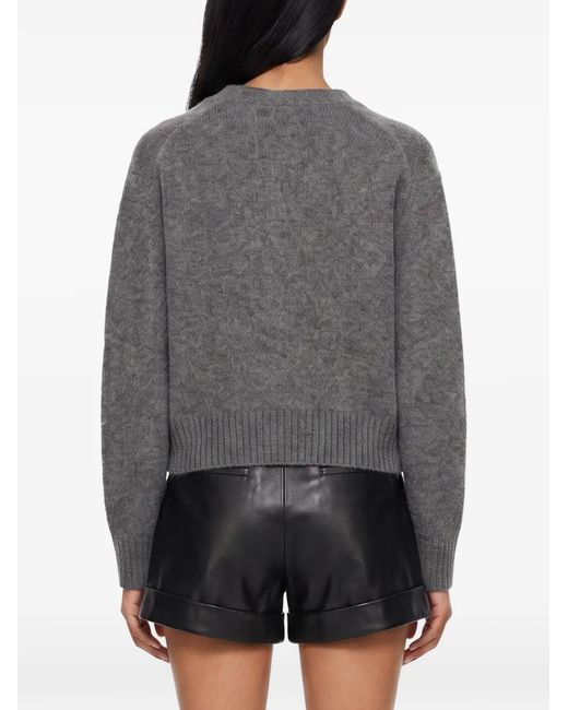Loulou de Saison Gray Ribbed-Trim Button-Up Cardigan