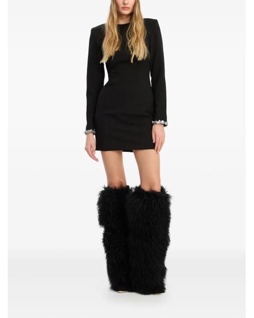 ROTATE BIRGER CHRISTENSEN Black Embellished Crepe Mini Dress