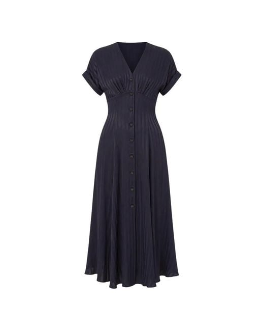 Nissa Blue Satin Viscose Midi Dress
