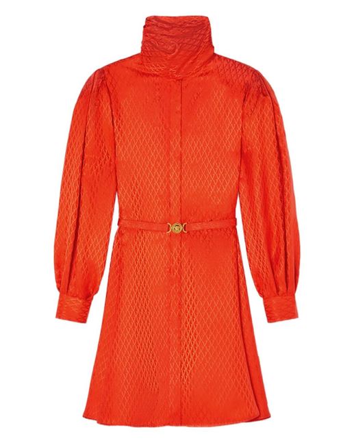Versace Jurk Met Geometrisch Patroon En Ceintuur in het Red