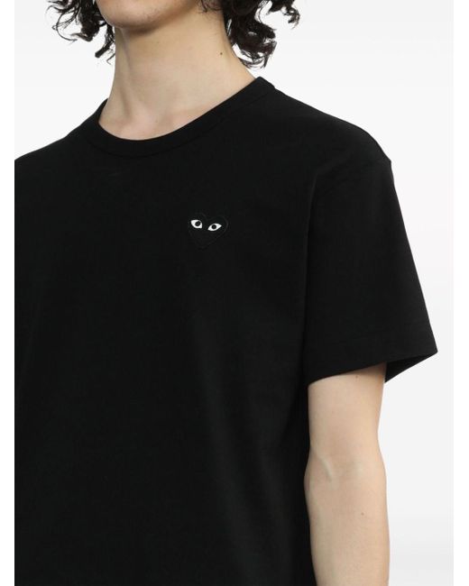 COMME DES GARÇONS PLAY Black Logo-appliqué Cotton T-shirt