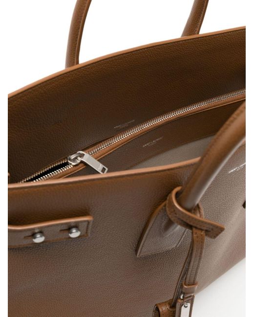 Large Sac de Jour leather bag Saint Laurent de hombre de color Brown