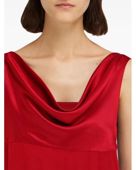 Ferragamo Red Midikleid Mit Drapiertem Ausschnitt