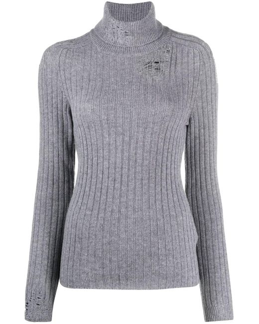 Maison Margiela Gray Distressed Knitted Jumper