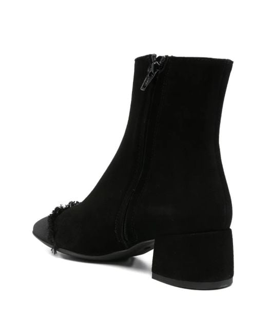 Roberto Festa Black 40Mm Frayed-Detail Block-Heel Ankle Boots